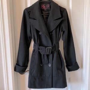 Say What? Double Breasted Black Hip Length Pea Coat